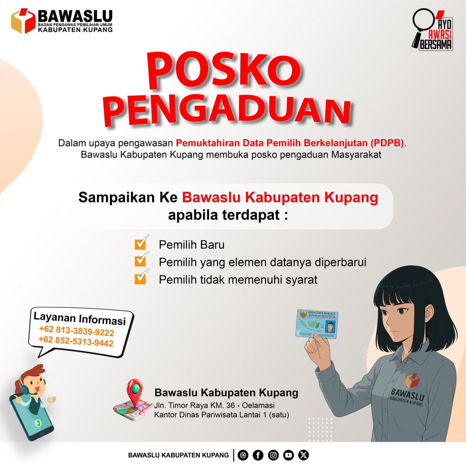 Bawaslu Kabupaten Kupang Buka Posko Pengaduan PDPB 2025