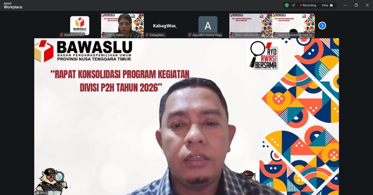 Bawaslu Kabupaten Kupang Ikuti Rapat Konsolidasi Program P2H Tahun 2026 Bawaslu Provinsi NTT secara Daring