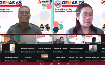 Hasil Tangkapan layar Koordinator Divisi Penanganan Pelanggaran dan Data Informasi Bawaslu Kabupaten Kupang Adam Horizon Bao, S.H. saat menyampaiakan Pengantar pada Gemas Edisi VIII